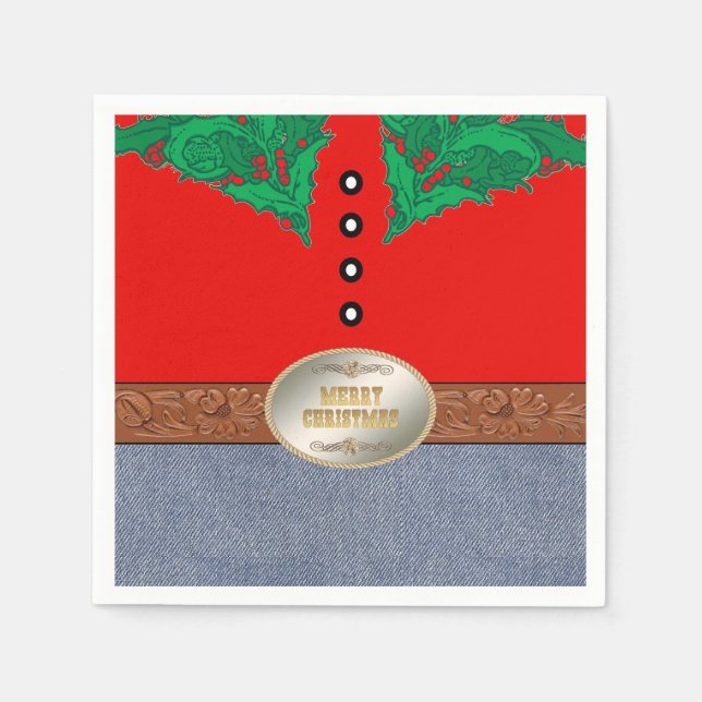 Guardanapo De Papel Papais noeis de cowboy ocidentais Belet Jeans de c (Frente)