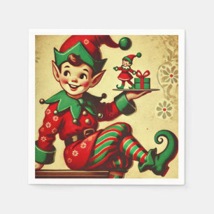 Guardanapo De Papel Papais noeis de Feriado de natais vintages Elves C