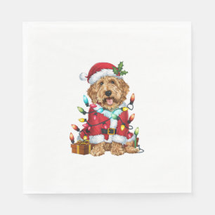Guardanapo De Papel Papais noeis de Iluminação Labradoodle Cachorro Na