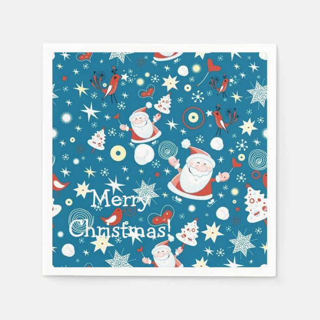 Guardanapo De Papel Papais noeis de Natal bonitos Padrão Napkins (Frente)