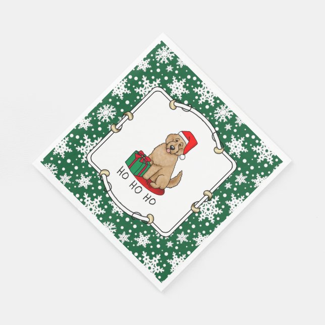 Guardanapo De Papel Papais noeis de Natal Goldendoodle (ouro vermelho) (Quina)