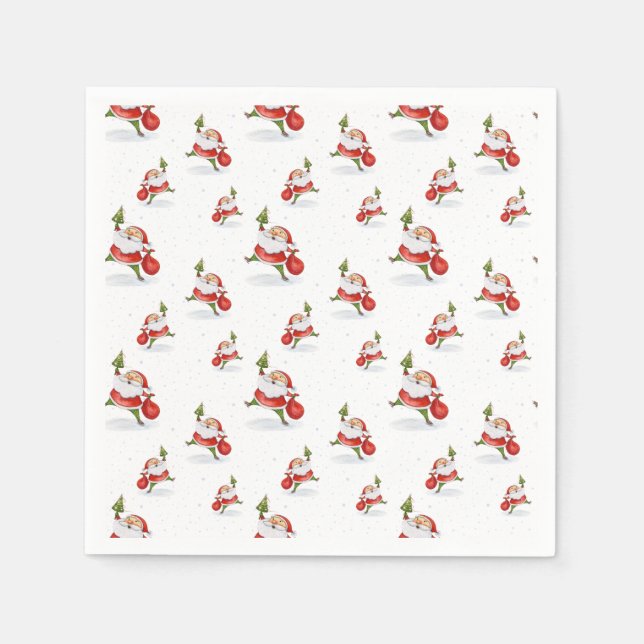 Guardanapo De Papel Papais noeis de patinação Cura de Natal (Frente)