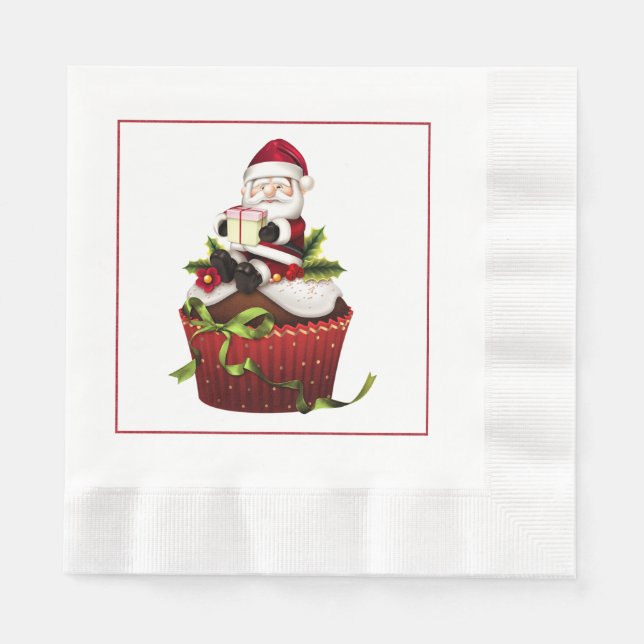 Guardanapo De Papel Papais noeis de um Cupcake de papel de Natal Napki (Frente)