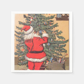 Guardanapo De Papel Papais noeis decorando a árvore de Natal