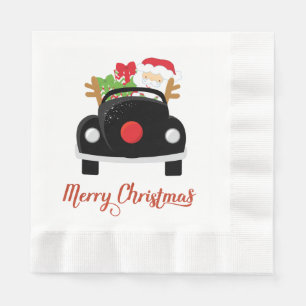 Guardanapo De Papel Papais noeis divertidos em papel de Natal em Carro