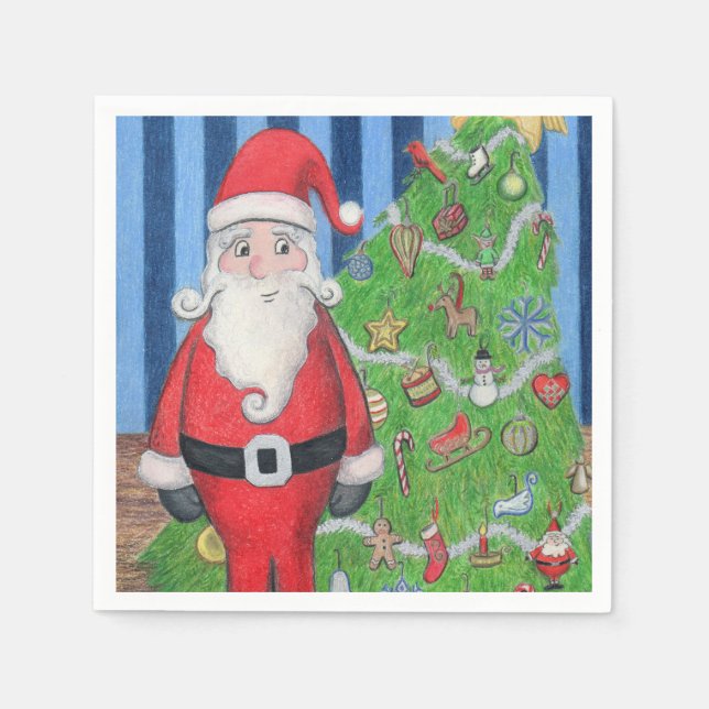 Guardanapo De Papel Papais noeis e árvore de Natal (Frente)