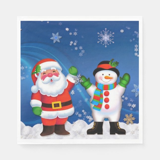 Guardanapo De Papel Papais noeis e boneco de neve (Frente)