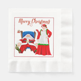 Guardanapo De Papel Papais noeis e Sra. Claus Christmas Napkins