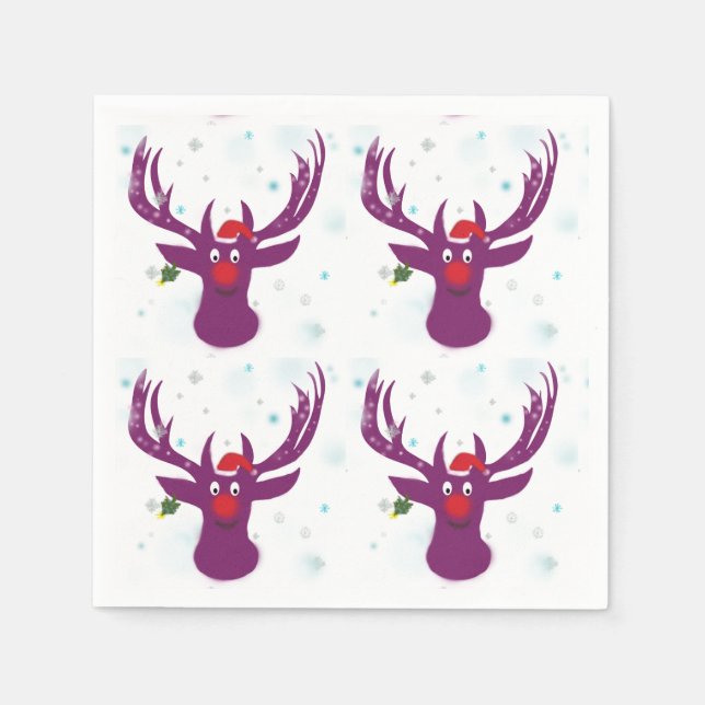 Guardanapo De Papel Papais noeis Felizes Deer Novo Ano Papel Napkins (Frente)