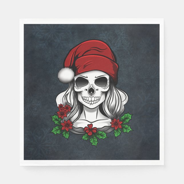 Guardanapo De Papel Papais noeis Gótica Whimsical Natal Skull (Frente)