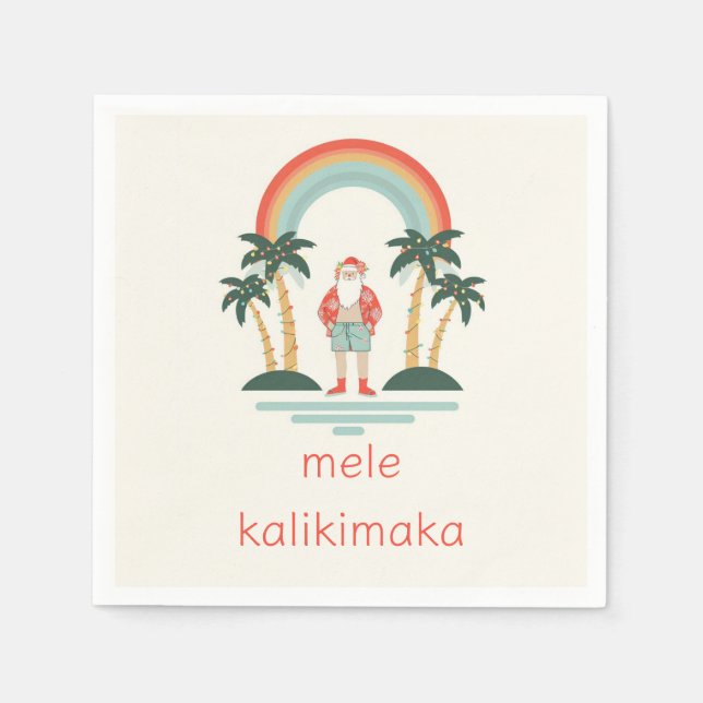 Guardanapo De Papel Papais noeis Havaianos/Arco-Íris/Palmas (Frente)