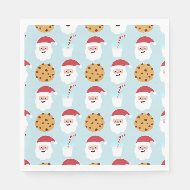 Guardanapo De Papel Papais noeis Leite e Biscoitos Papel Azul Nápoles (Frente)