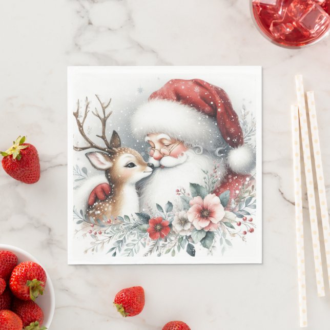 Guardanapo De Papel Papais noeis Reindeer Kiss (Insitu)