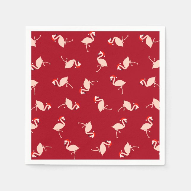 Guardanapo De Papel Papais noeis sazonais Flamingos Burgundy Padrão (Frente)