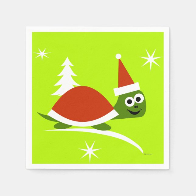 Guardanapo De Papel Papais noeis Tartaruga - Festa de Natal Napkins (Frente)
