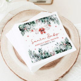 Guardanapo De Papel Papais noeis Vermelhos Bebê Natal Chá de fraldas