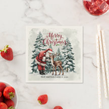 Papais noeis Vintage e Napkin de Natal Vintage
