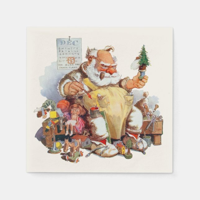 Guardanapo De Papel Papais noeis Vintage Janto de Natal Napkins (Frente)