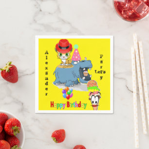 Guardanapo De Papel Papanicolau, Feliz Aniversário, Cozinhos Hippopot