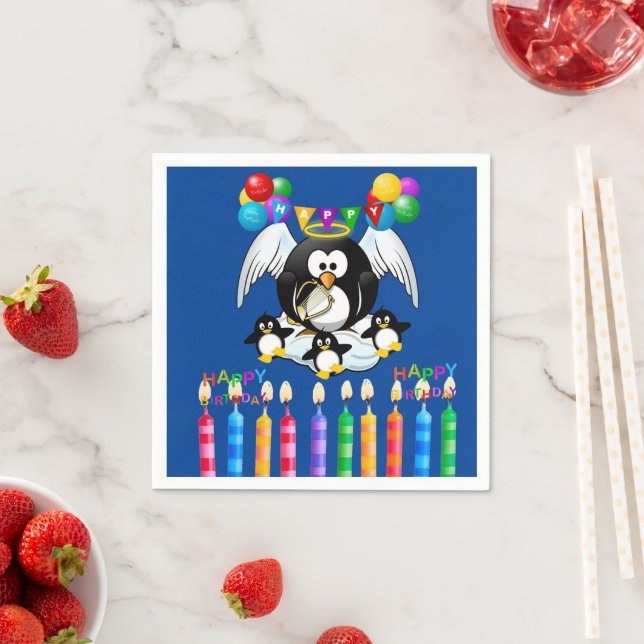 Guardanapo De Papel Papanicolau, Feliz Aniversário, Velas de Pinguim (Insitu)