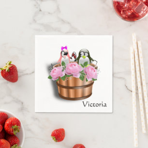 Guardanapo De Papel Papanicolau, Rosas Rosa Floral, Vinho Pinguim