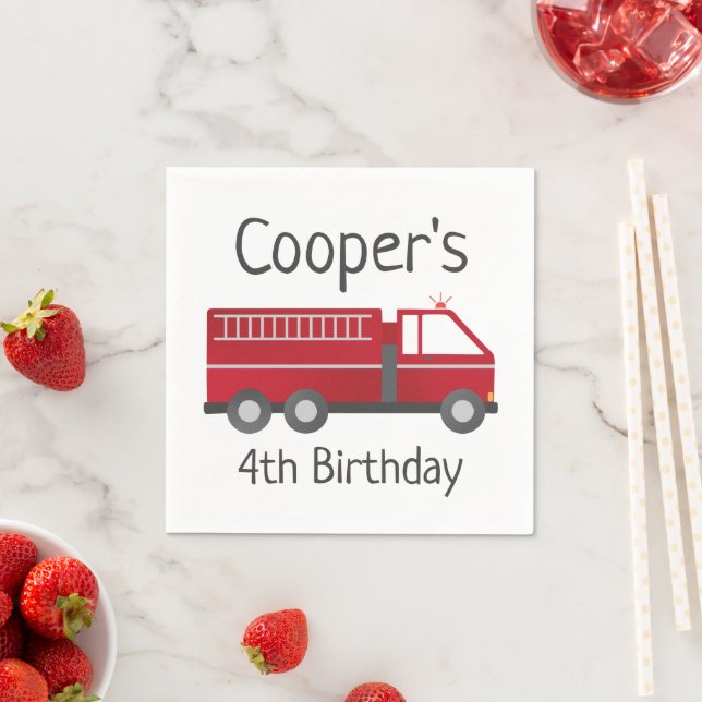 Guardanapo De Papel Papéis de Caminhão de Fogo para Aniversário de Bom (Insitu)