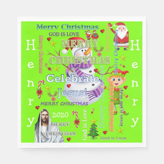 Guardanapo De Papel Papéis de Natal Napkins, Papais noeis Jesus Felize (Frente)