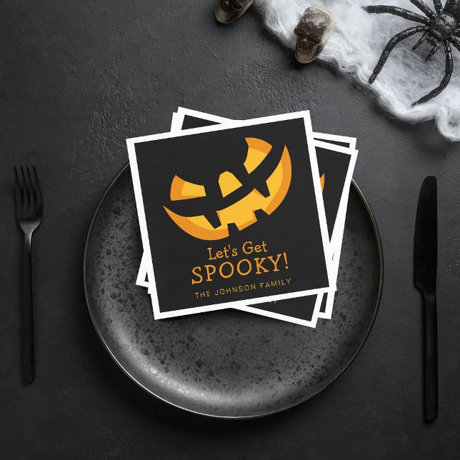Guardanapo De Papel Papel Abóbora para Ficar Assustador (Jack-O-Lantern Let's Get Spooky Paper Napkins)