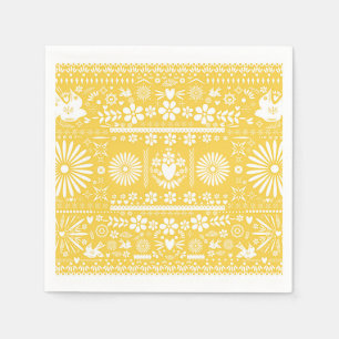Guardanapo De Papel Papel Amarelo Branco Picado Mexicano Casamento Noi