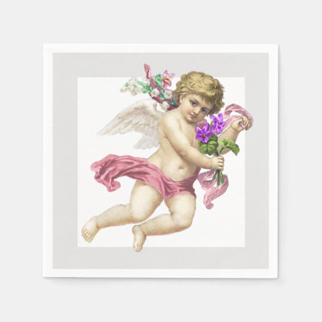 Guardanapo De Papel Papel Anjo de Tcherub, Cinza rosa (Frente)