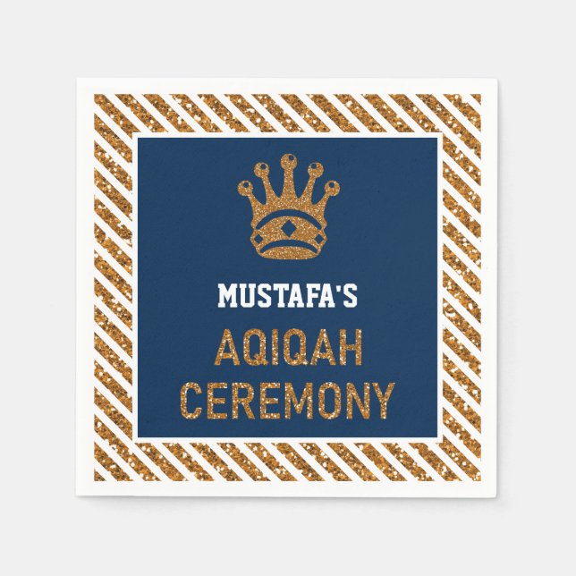 Guardanapo De Papel Papel Azul Dourado Príncipe Príncipe Aqiqah (Frente)