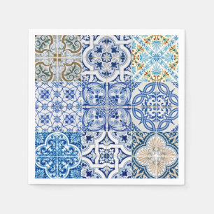 Guardanapo De Papel Papel Azulejo Azul