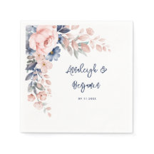 Papel Botânico de Casamento de Script Floral Azul 