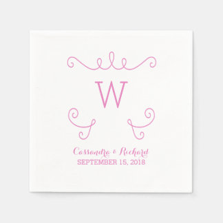 Guardanapo De Papel Papel branco cor-de-rosa para monogramas, cor-de-r