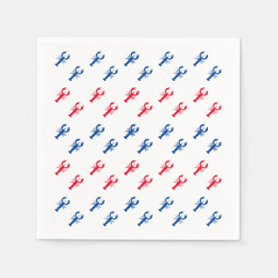 Guardanapo De Papel Papel branco vermelho e pasta azul de lagosta