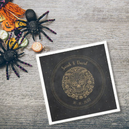 Guardanapo De Papel Papel Celestial Preto Dourado Floral Caveira Gótic