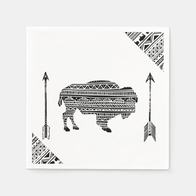 Guardanapo De Papel Papel Cocktail Napkin Boho Buffalo - Padrão Tribal (Frente)