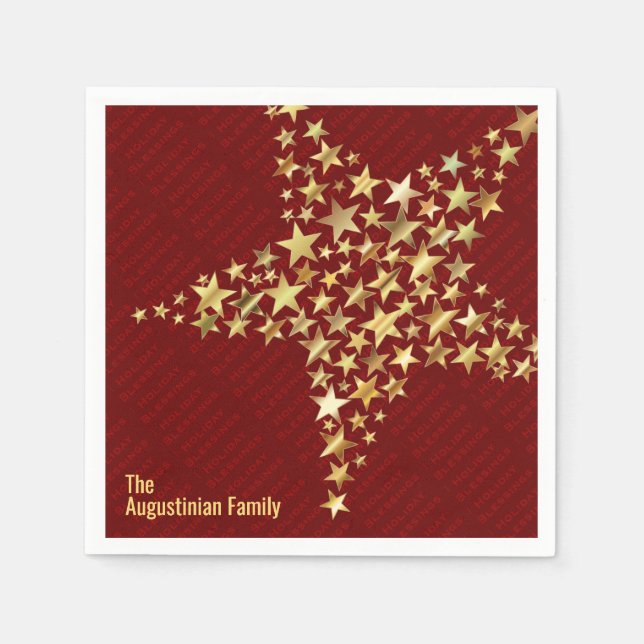 Guardanapo De Papel Papel com Estrelas Douradas BORDÔ Personalizado (Frente)