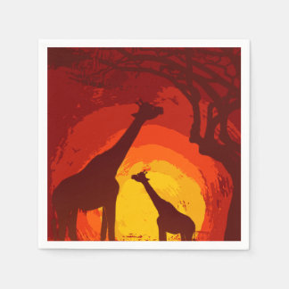 Guardanapo De Papel Papel coquetel Napkin African Safari Giraffe Sun