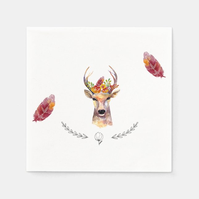 Guardanapo De Papel Papel Coquetel Napkin Boho Deer Buck Browning (Frente)