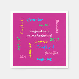 Guardanapo De Papel Papel cor-de-rosa com nomes repetitivos de festa d