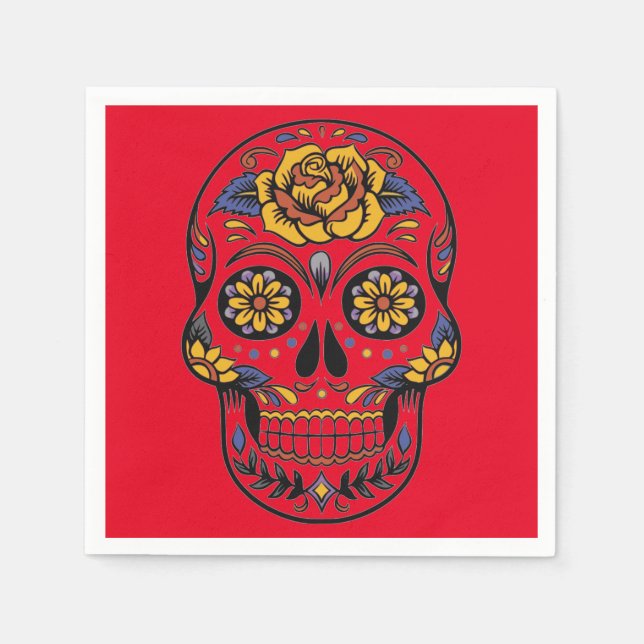 Guardanapo De Papel Papel Crânio do Halloween Napkin (Frente)