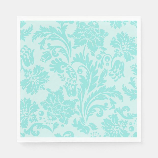 Guardanapo De Papel Papel damasco azul-verde (Frente)