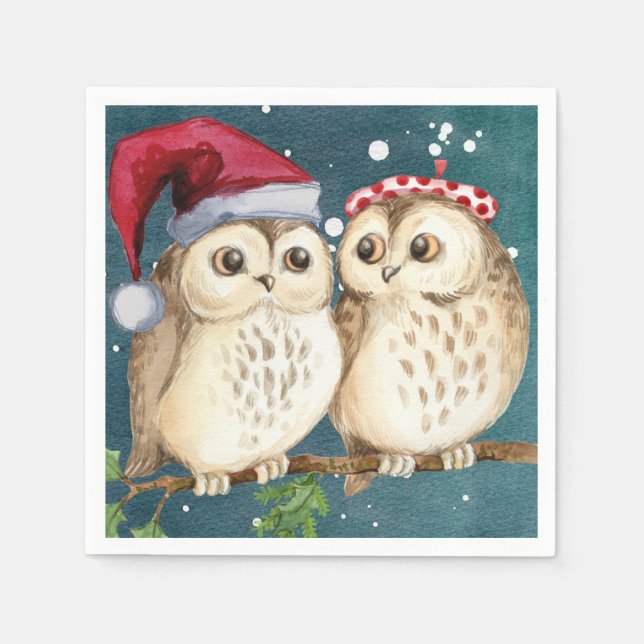 Guardanapo De Papel Papel das Corujas de Natal Nápoles (Frente)