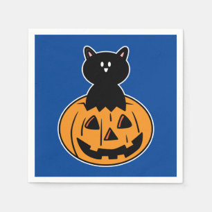 Guardanapo De Papel Papel de Abóbora Preto de Gato Halloween Napkin