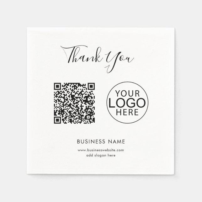 Guardanapo De Papel Papel de agradecimento simples com código QR e log (Frente)