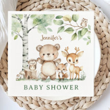Papel de Animais da Floresta Fofos para Chá de Beb