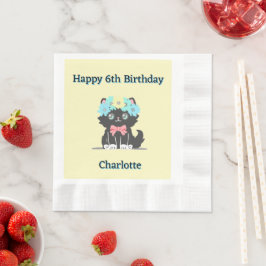 Guardanapo De Papel Papel de Aniversário Adorável do Gatinho Negro