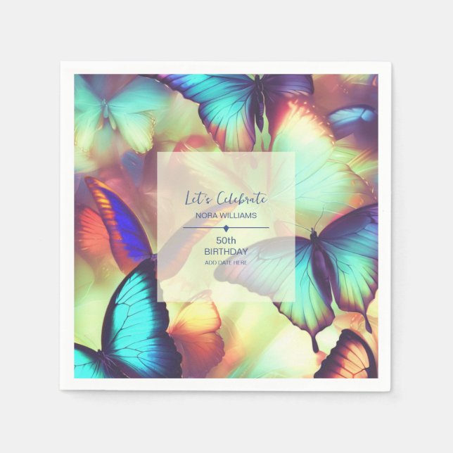 Guardanapo De Papel Papel de Aniversário da Borboleta (Frente)