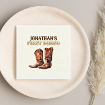 Papel de Aniversário de 1º Rodeio Botas de Cowboy 